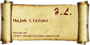 Hajek Líviusz névjegykártya